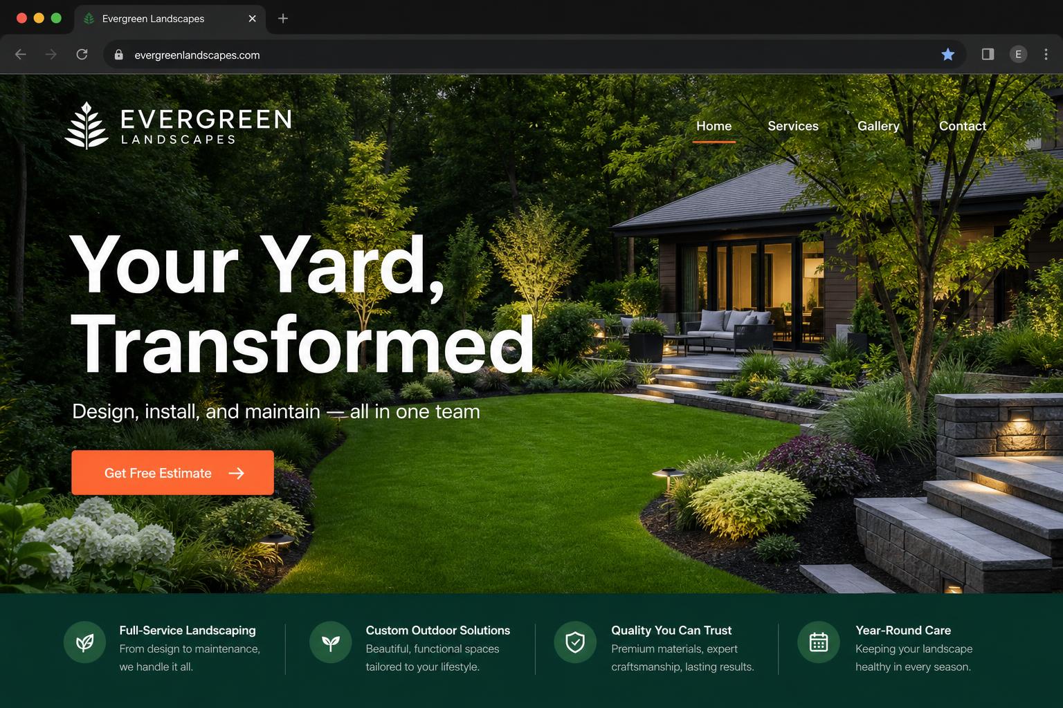 Evergreen Landscapes website preview